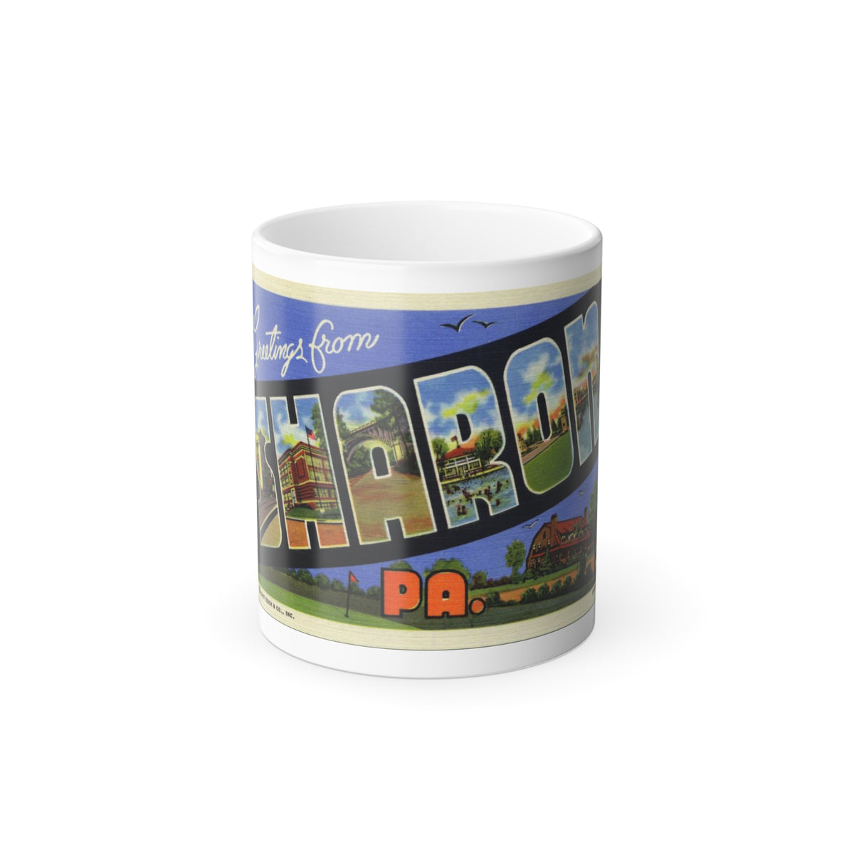 Greetings from Sharon PA (Greeting Postcards) Color Changing Mug 11oz