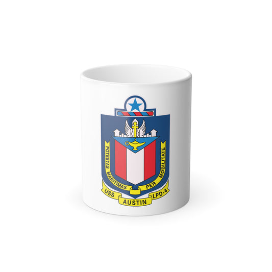 USS Austin LPD 4 Potestas Maritimas Per Mobilitate (U.S. Navy) Color Changing Mug 11oz
