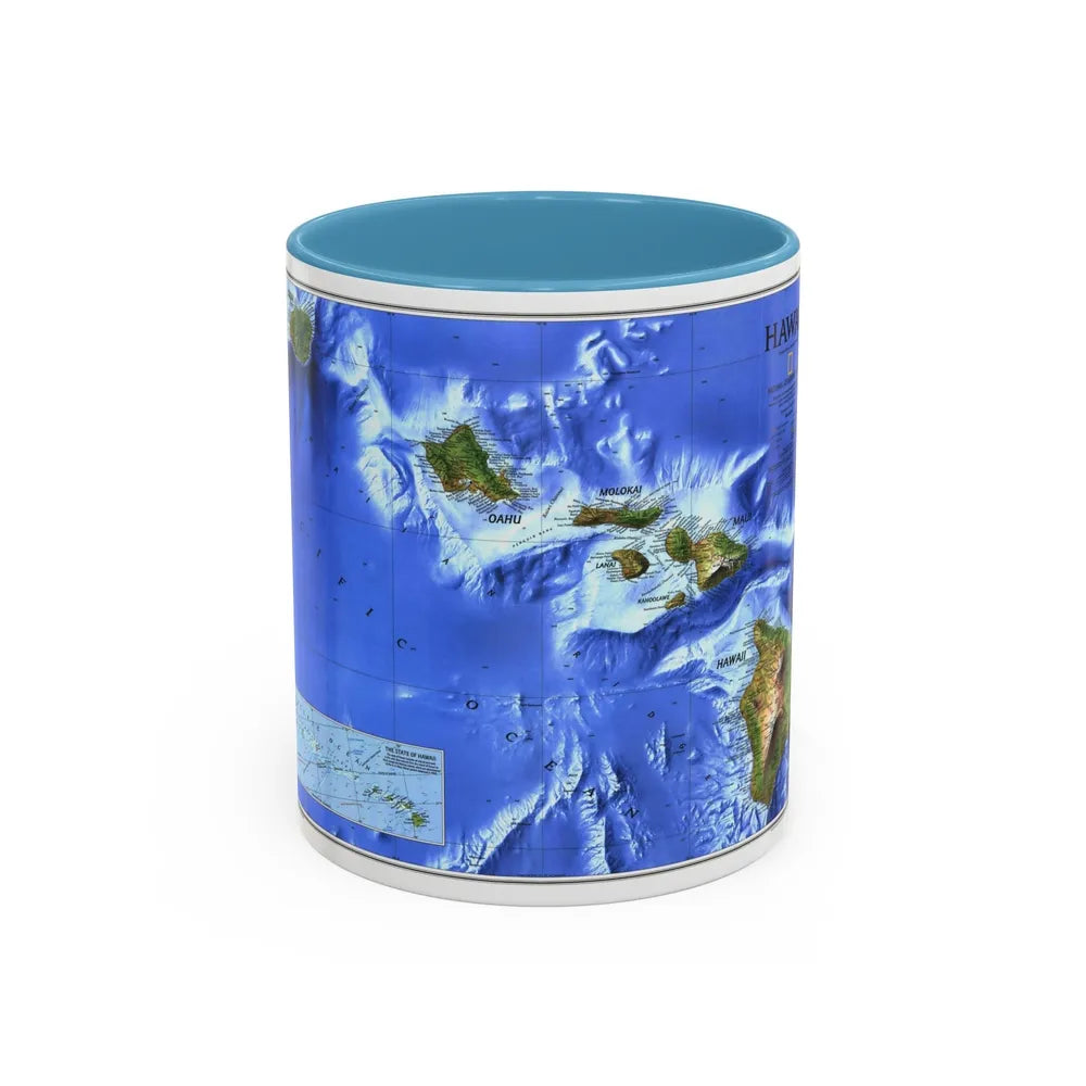 USA - Hawaii (1995) (Map) Accent Coffee Mug-11oz-Light Blue-Go Mug Yourself