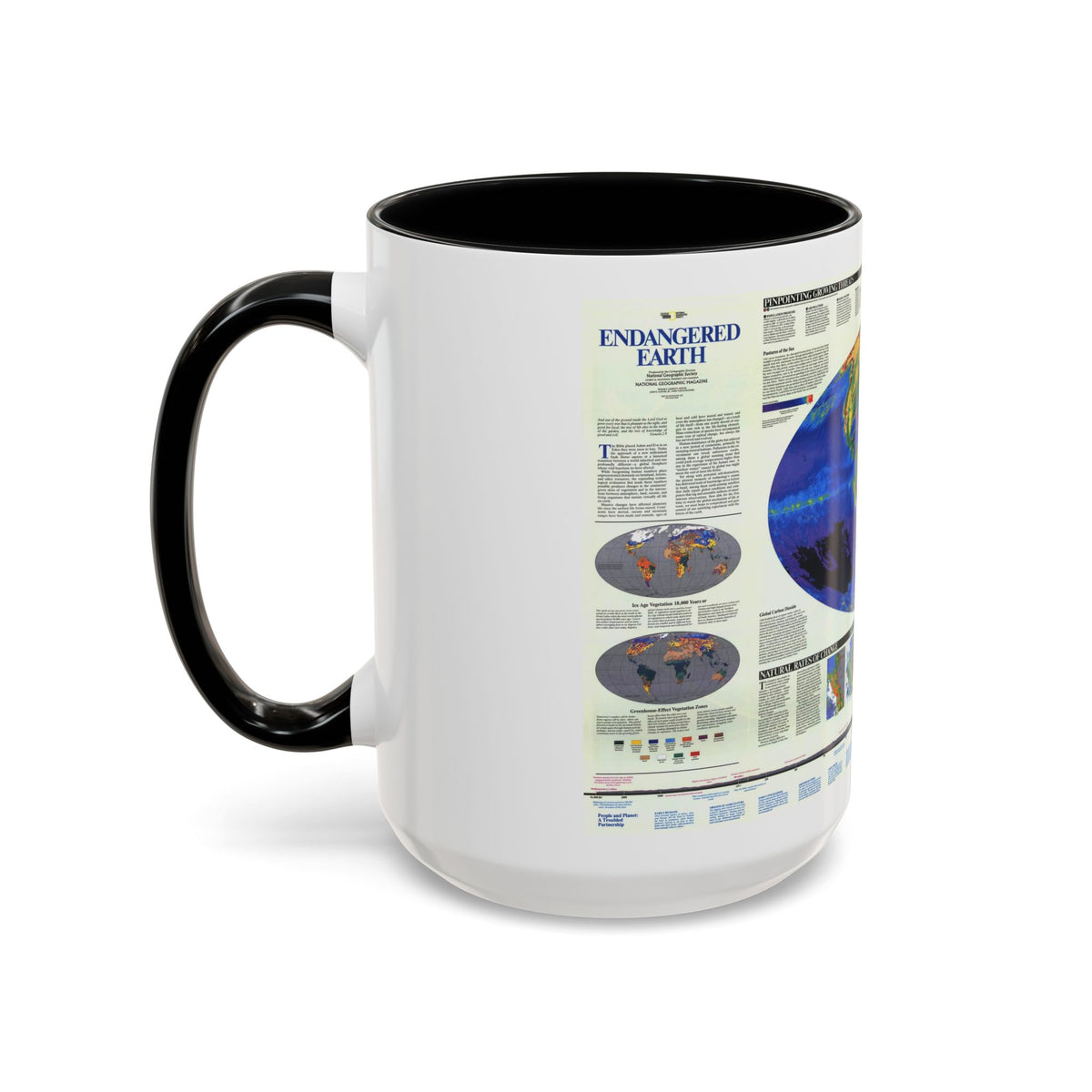 World Map - Endangered Earth (Map) Accent Coffee Mug
