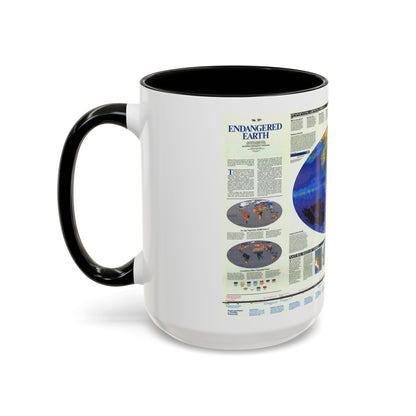 World Map - Endangered Earth (Map) Accent Coffee Mug