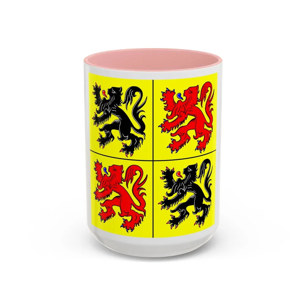 Flag of Hainaut Belgium - Accent Coffee Mug-15oz-Pink-Go Mug Yourself