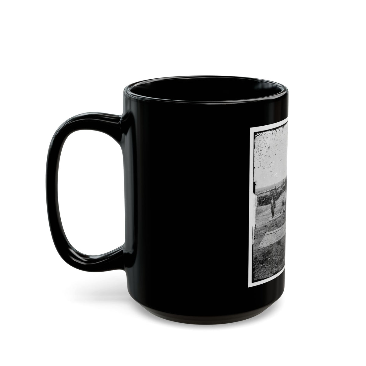 Group Of Federal Soldiers In Confederate Fort On Heights Of Centreville With Quaker Guns (U.S. Civil War) Black Coffee Mug