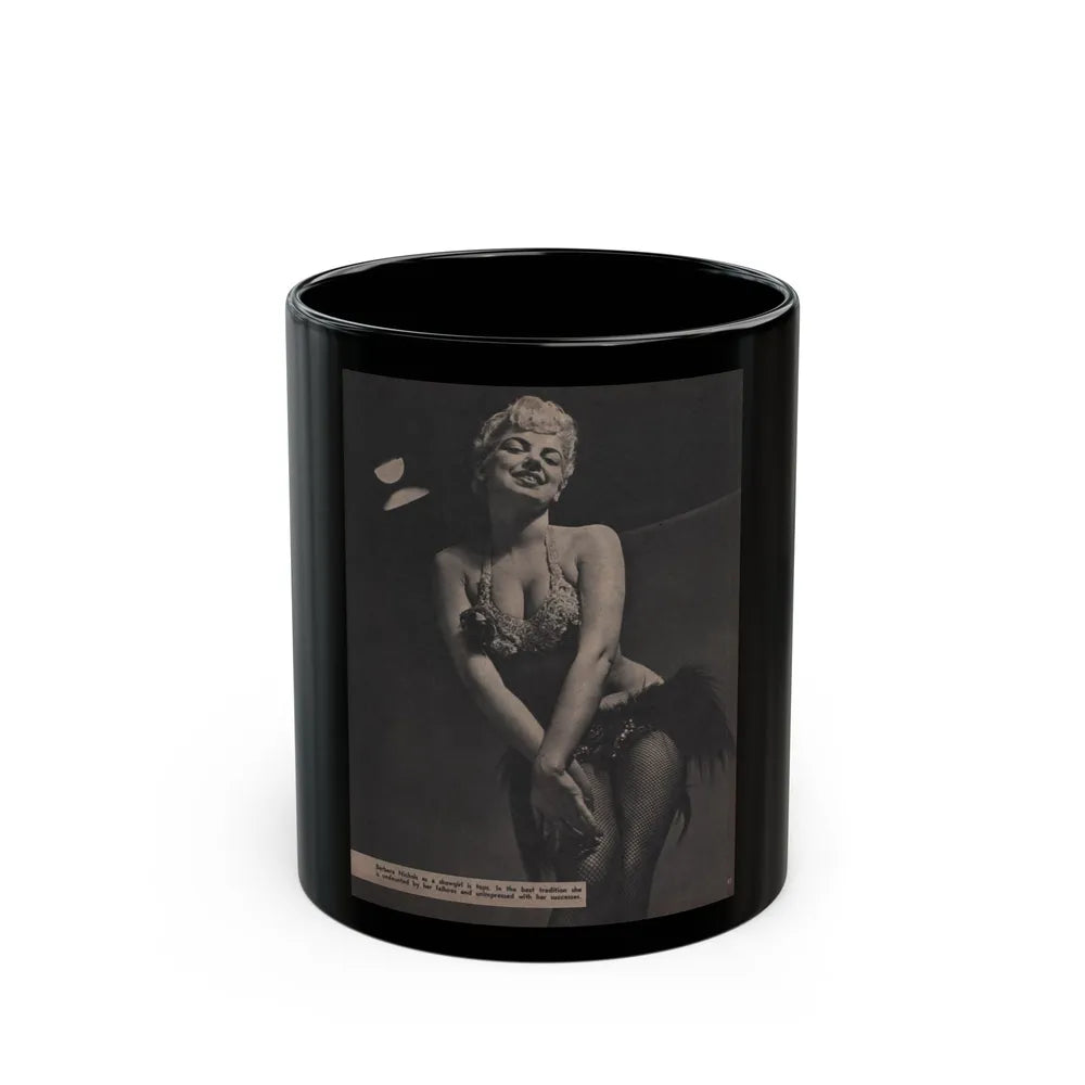 Barbara Nichols #453 - Page 4 of 4 with, 1 B&W Photo & Caption from Sir! Mag. Nov. '52 (Vintage Female Icon) Black Coffee Mug-11oz-Go Mug Yourself