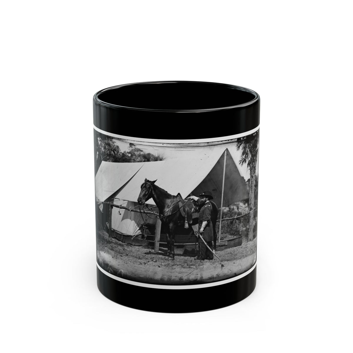 Morris Island, South Carolina. General Quincy A. Gillmore In Front Of His Tent (U.S. Civil War) Black Coffee Mug