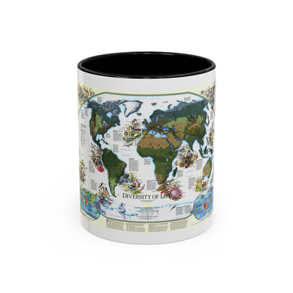 World Map - Diversity of Life (1999) (Map) Accent Coffee Mug