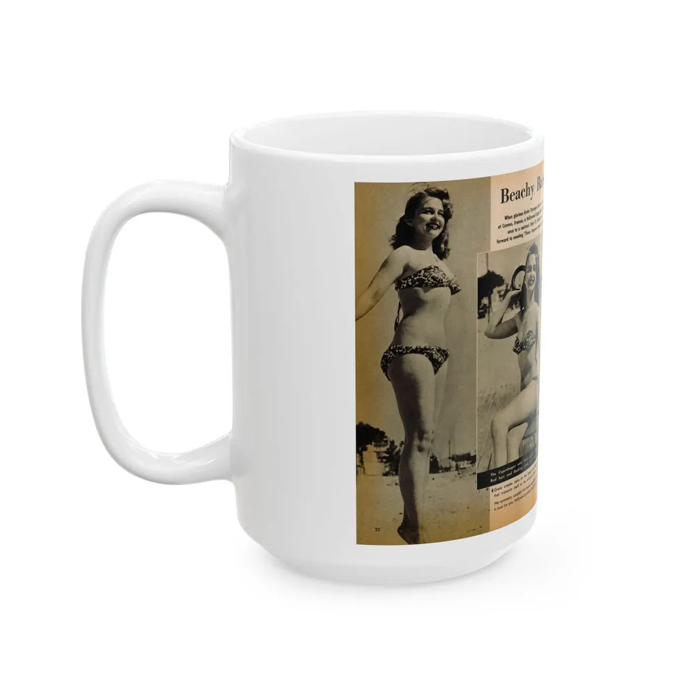 Greta Thyssen #119 - Gala Mag. January '53 - 2 B&W Photos & Captions 1 (Vintage Female Icon) White Coffee Mug-Go Mug Yourself