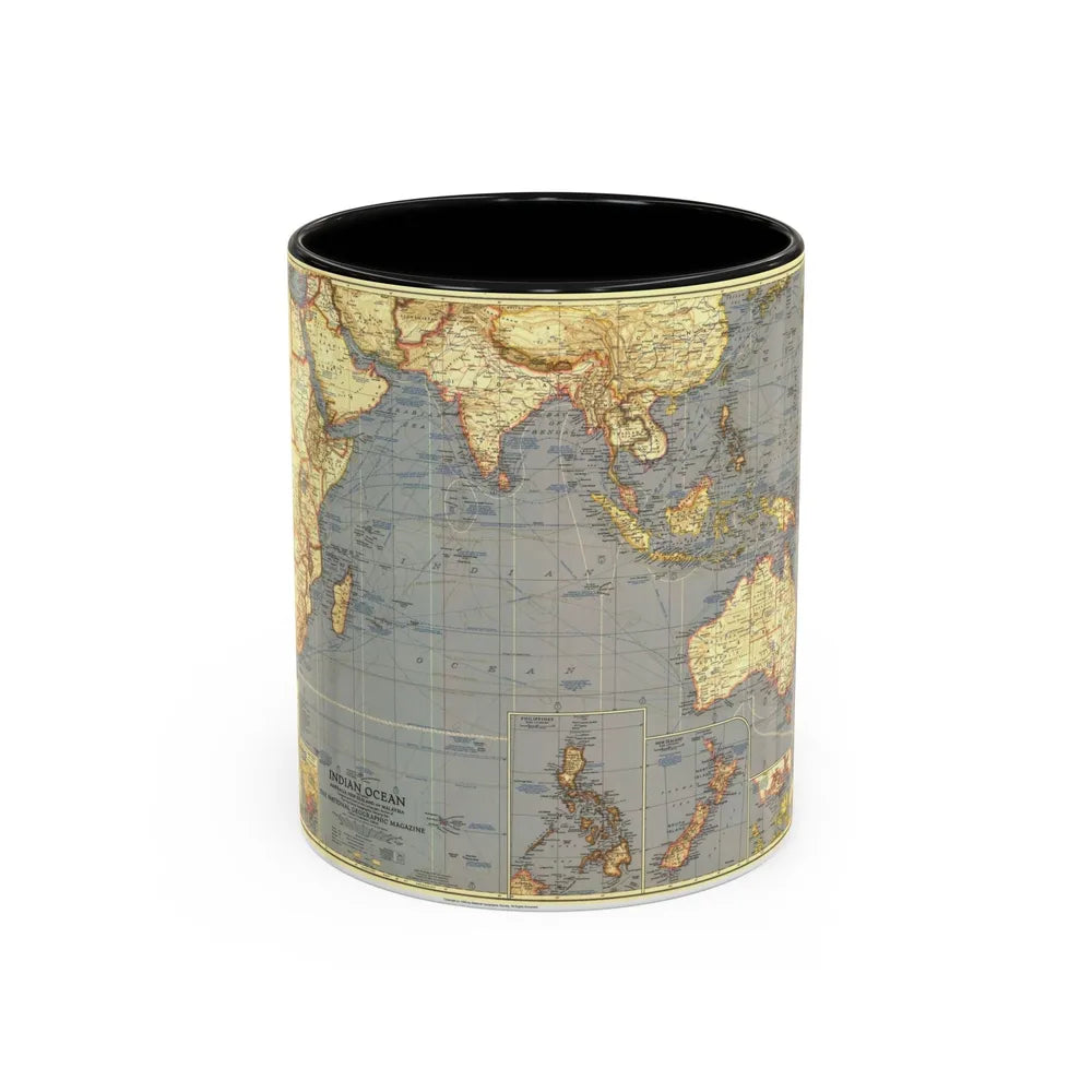 Indian Ocean (1941) (Map) Accent Coffee Mug-11oz-Black-Go Mug Yourself