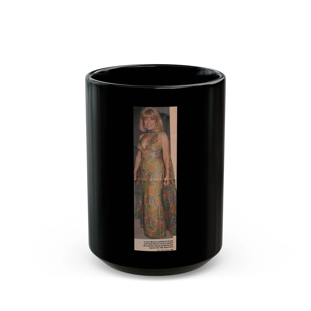 Terry Moore #526 - 3x9.75 Magazine Page Photo Clipping (Vintage Female Icon) Black Coffee Mug-15oz-Go Mug Yourself