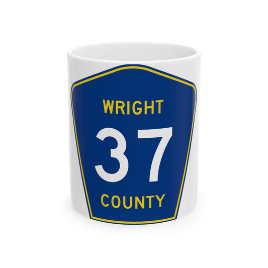 Wright County Route 37 (Minnesota) (Road Sign) White Coffee Mug-11oz-Go Mug Yourself