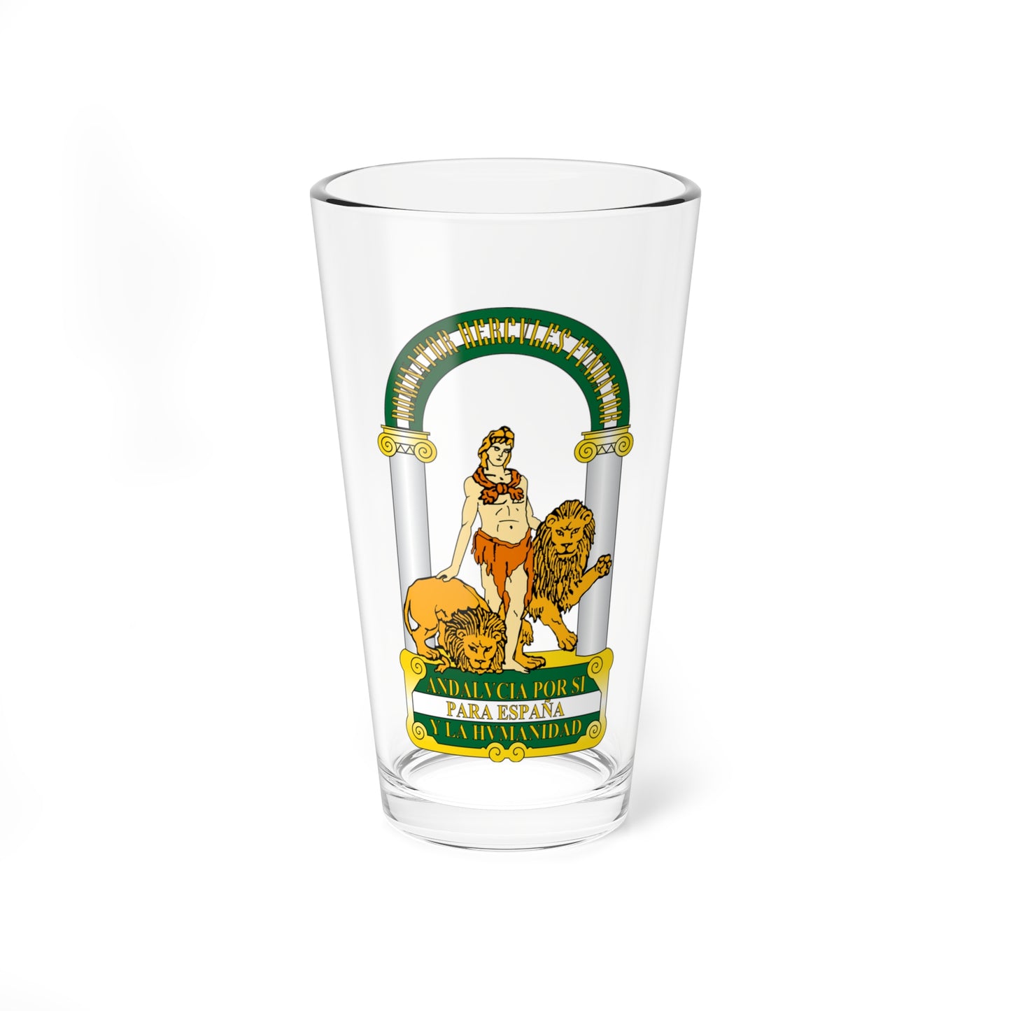 Escudo de Andalucía oficial2 (Spain) (Coat of Arms) Pint Glass 16oz
