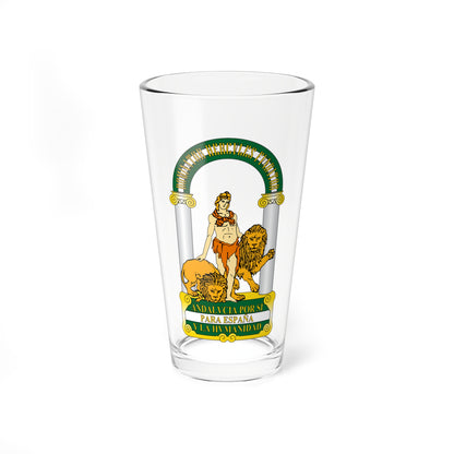 Escudo de Andalucía oficial2 (Spain) (Coat of Arms) Pint Glass 16oz