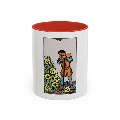 The 7 of Pentacles (Tarot Card) Accent Coffee Mug