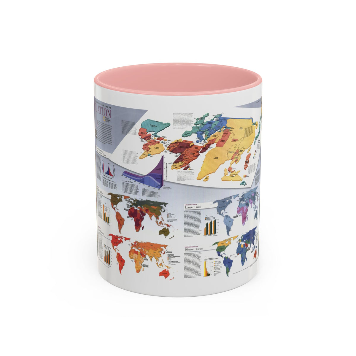 World Map - Population (1998) (Map) Accent Coffee Mug