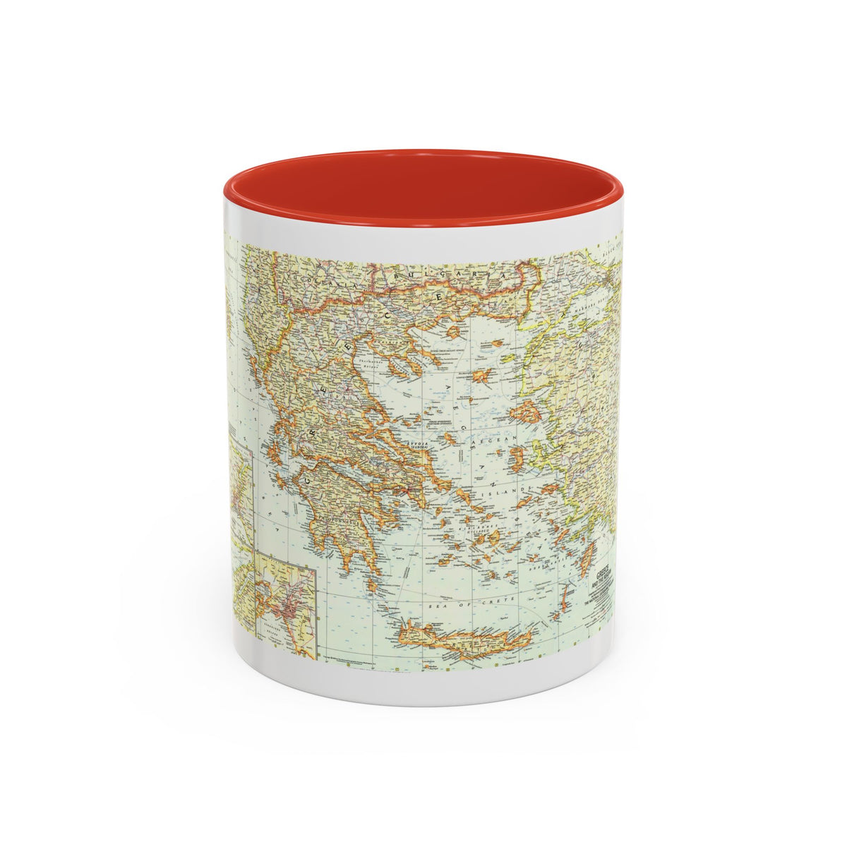 Greece and the Aegean (1958) (Map) Accent Coffee Mug