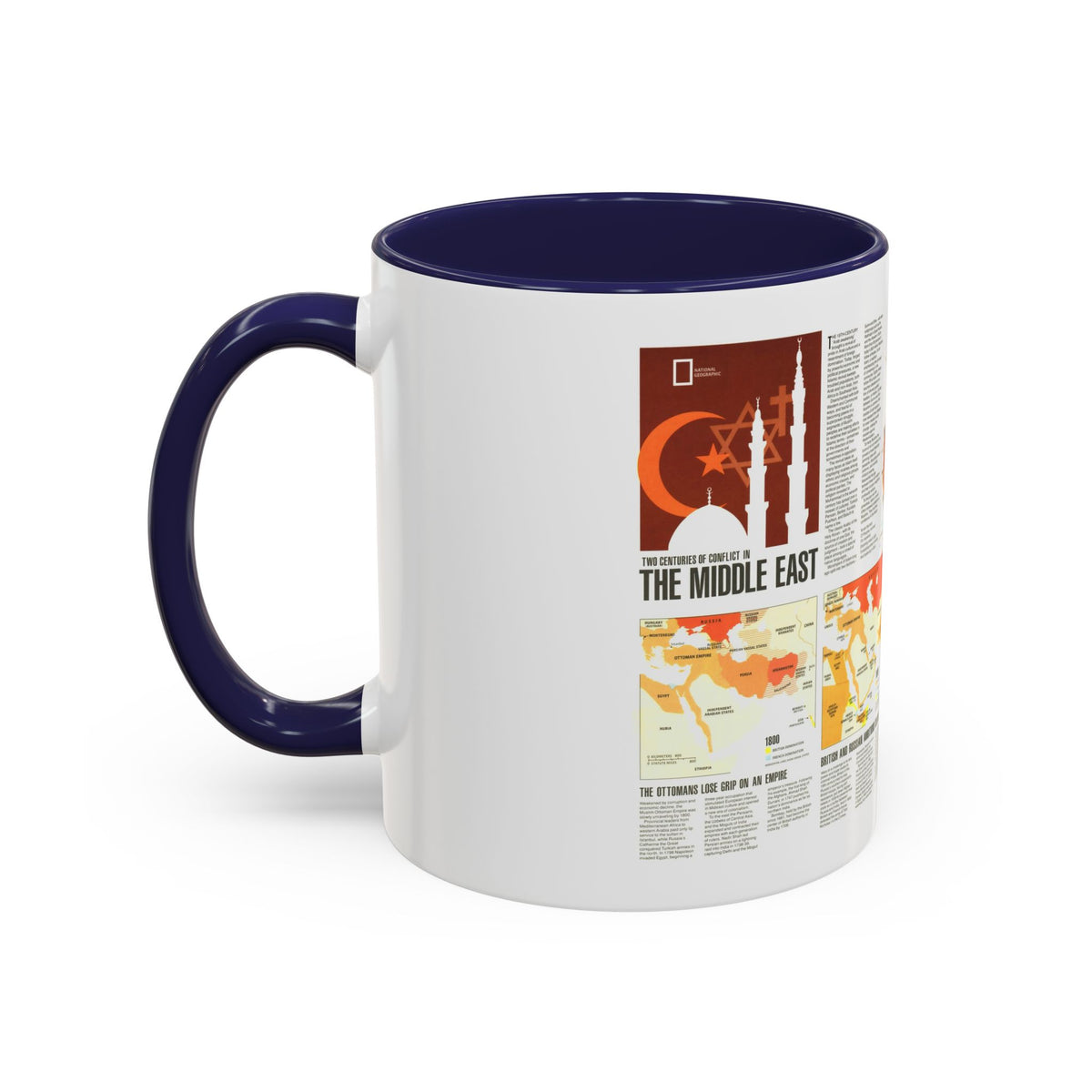 Middle East - Two Centuries of Conflict (1980) (Map) Accent Coffee Mug