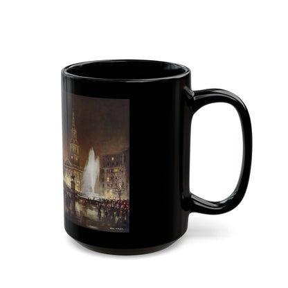 Christmas Eve At Trafalgar Square, Holly Leaves magazine, 1950 - Black Coffee Mug-Go Mug Yourself