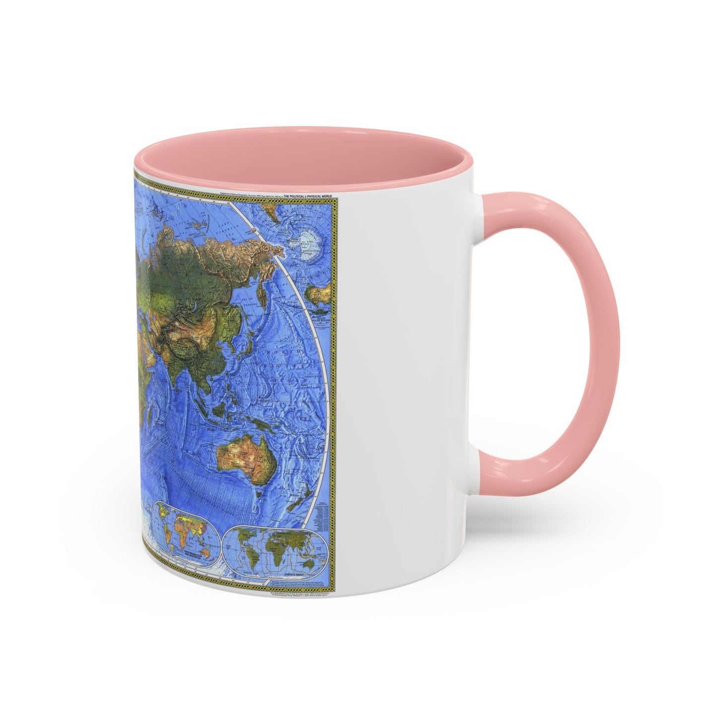 World Map - The Physical World (1975) (Map) Accent Coffee Mug