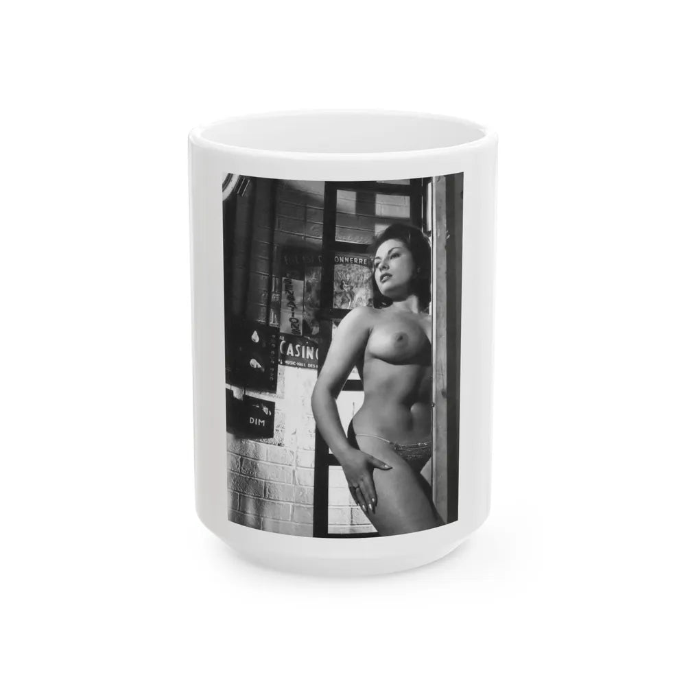 June Palmer #358 - Topless (Vintage Female Icon) White Coffee Mug-15oz-Go Mug Yourself