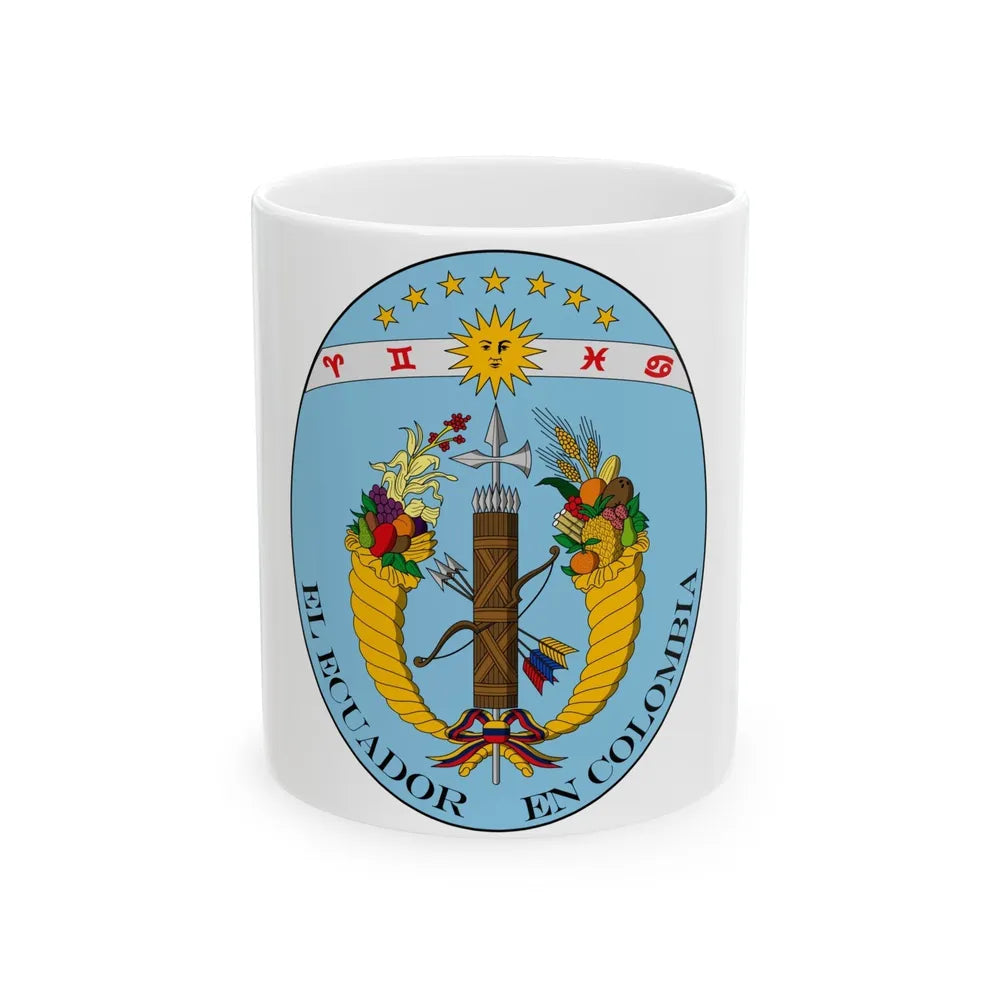 Coat of arms of Ecuador (1830) - White Coffee Mug-11oz-Go Mug Yourself