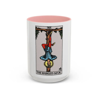 The Hanged Man (Tarot Card) Accent Coffee Mug-15oz-Pink-Go Mug Yourself