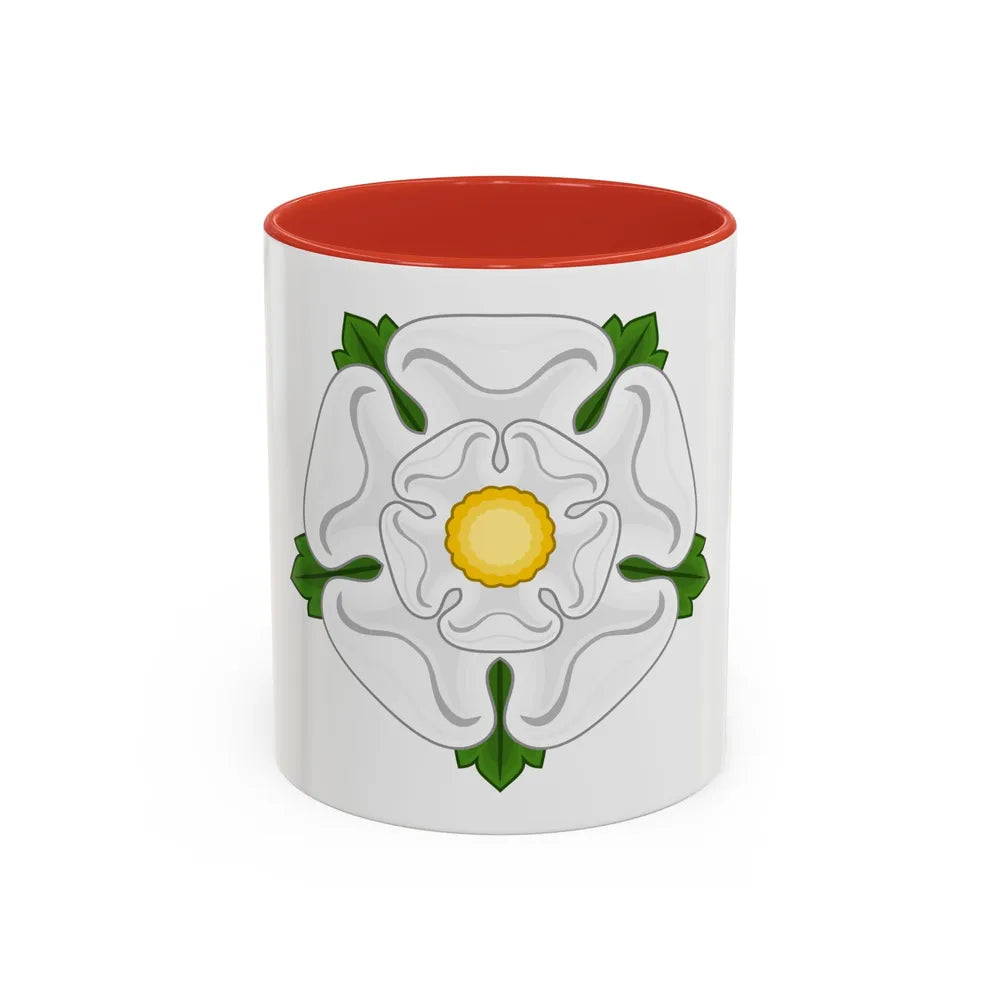 White Rose Badge of York - Accent Coffee Mug-11oz-Red-Go Mug Yourself