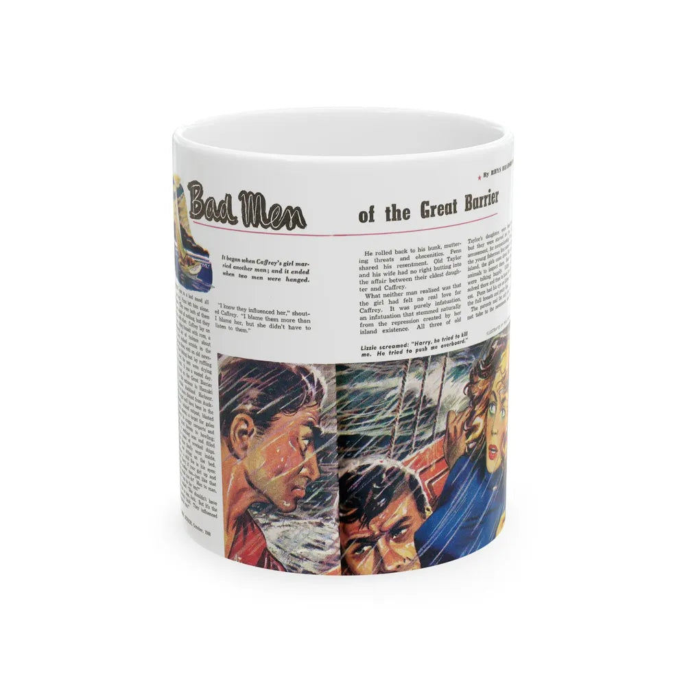 Bad Men of the Great Barrier, Man Junior, October 1948 - White Coffee Mug-11oz-Go Mug Yourself