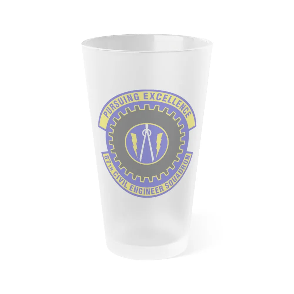 87th Civil Engineer Squadron (U.S. Air Force) Frosted Pint Glass 16oz-16oz-Frosted-Go Mug Yourself