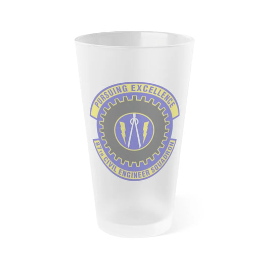 87th Civil Engineer Squadron (U.S. Air Force) Frosted Pint Glass 16oz-16oz-Frosted-Go Mug Yourself