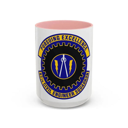 87th Civil Engineer Squadron (U.S. Air Force) Accent Coffee Mug 15oz Pink - Go Mug Yourself