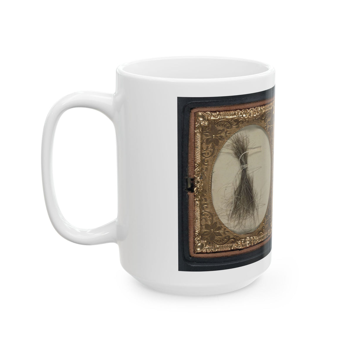 Unidentified Soldier In Confederate Artillery First Lieutenant's Uniform Holding Sword, With Lock Of Hair In Case (U.S. Civil War) White Coffee Mug
