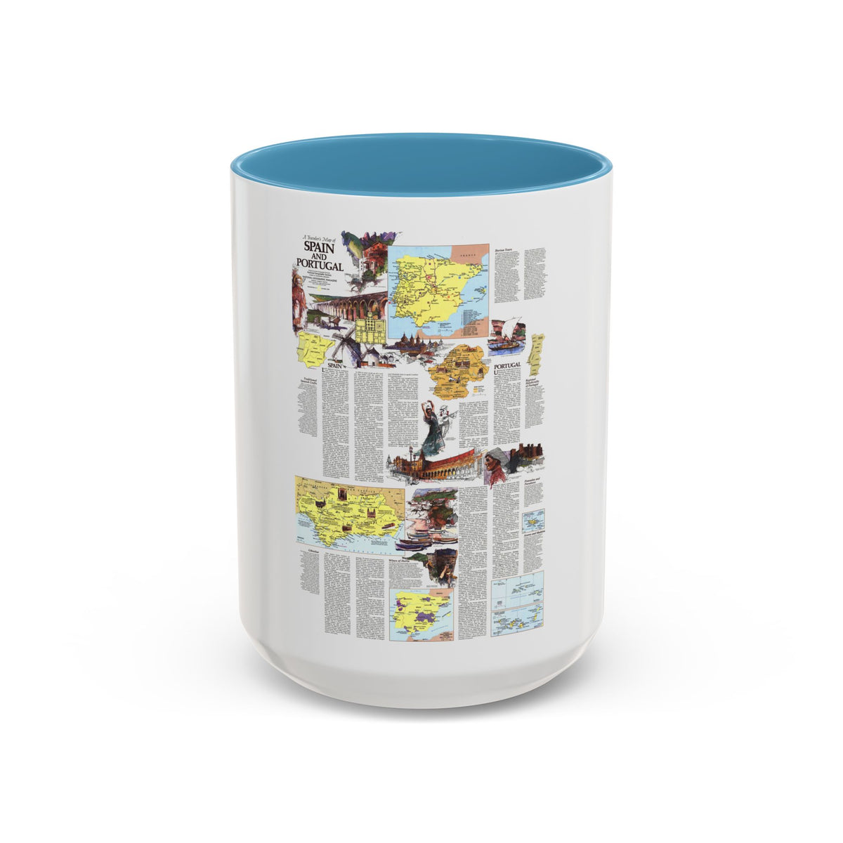 Spain and Portugal - A Traveller's Map 2 (1984) (Map) Accent Coffee Mug