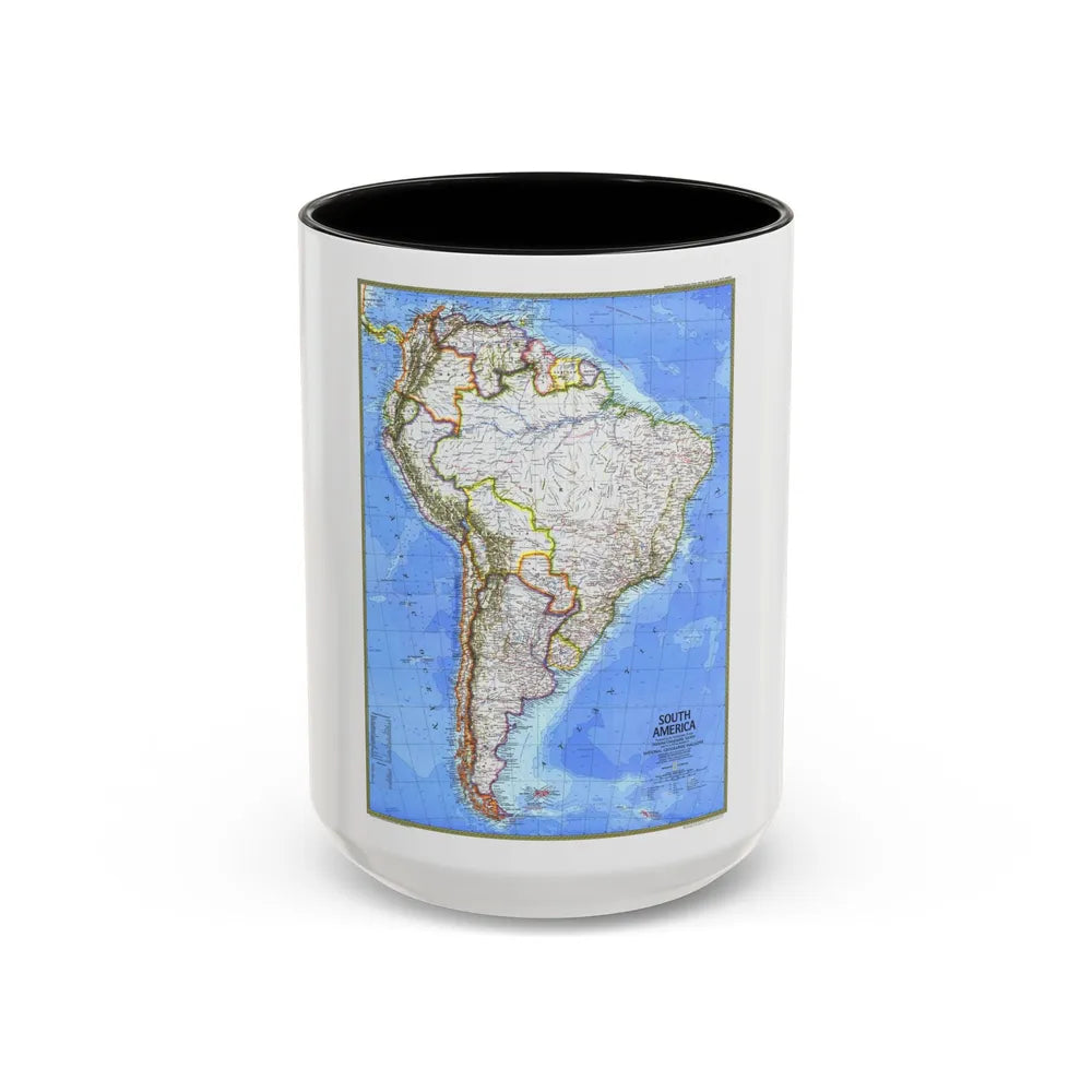 South America (1972) (Map) Accent Coffee Mug-15oz-Black-Go Mug Yourself