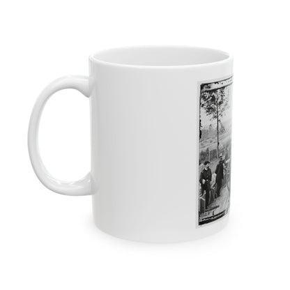 Atlanta, Ga. Gen. William T. Sherman, Leaning On Breach Of Gun, And Staff At Federal Fort No. 7 (U.S. Civil War) White Coffee Mug
