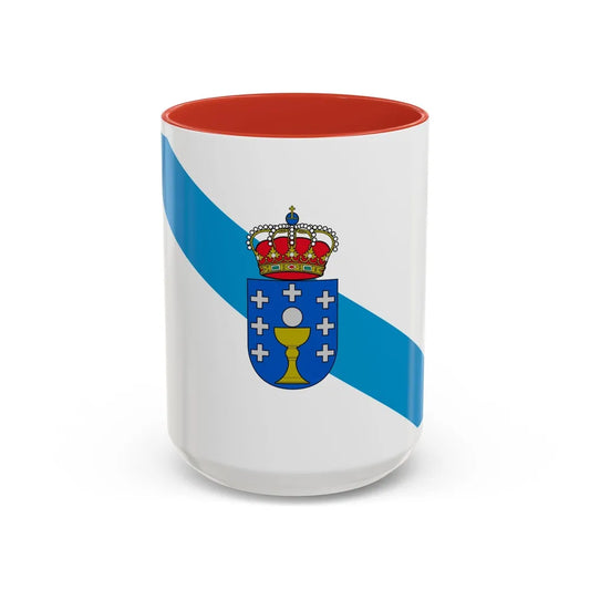 Flag of Galicia Spain - Accent Coffee Mug-15oz-Red-Go Mug Yourself