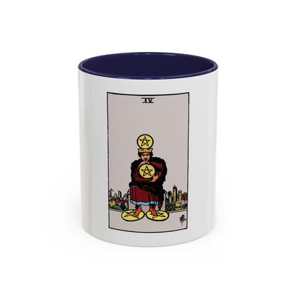 The 4 of Pentacles (Tarot Card) Accent Coffee Mug