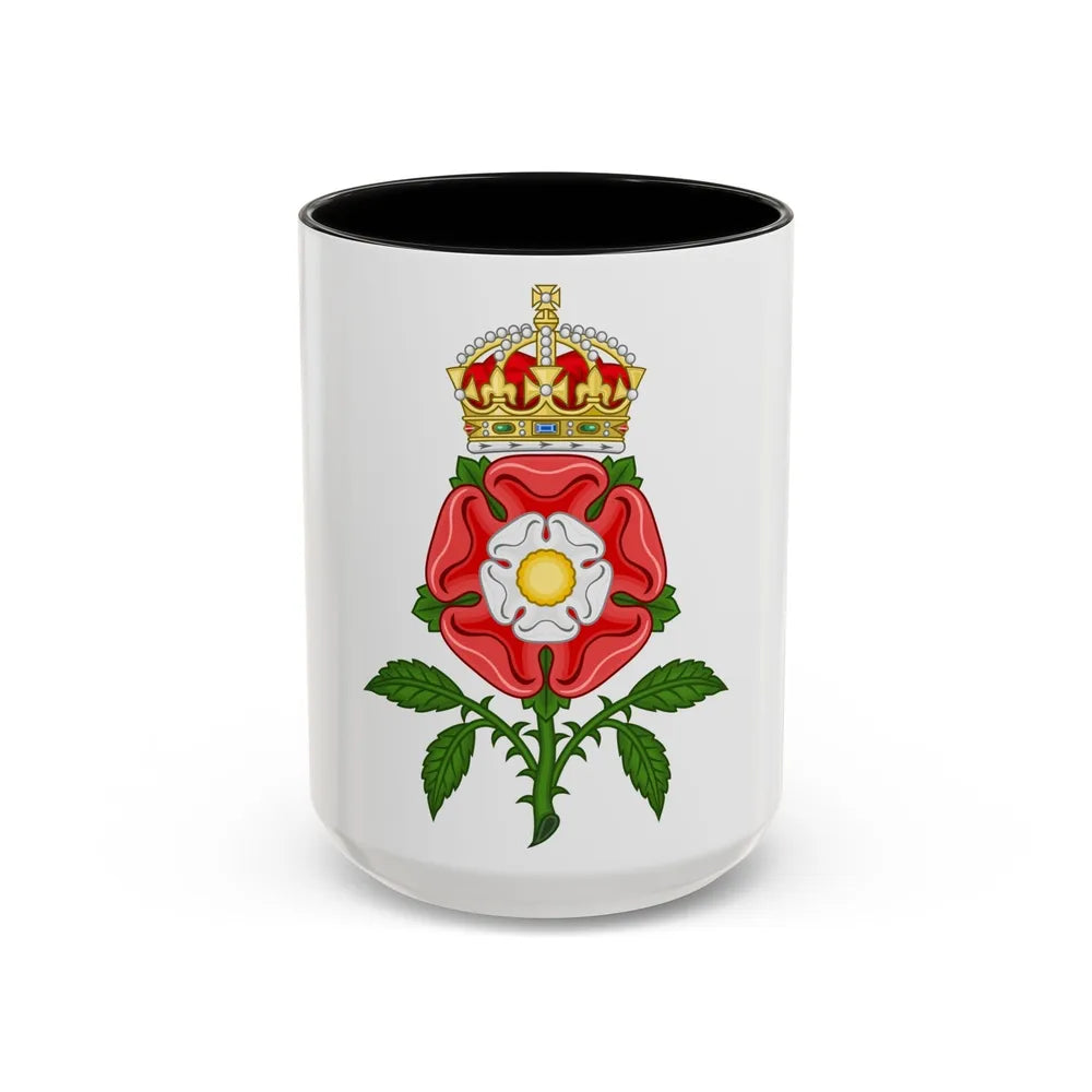 Tudor Rose (Tudor Heraldry) - Accent Coffee Mug-15oz-Black-Go Mug Yourself