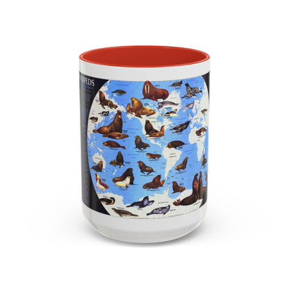 Pinnipeds Around the World (1987) (Map) Accent Coffee Mug