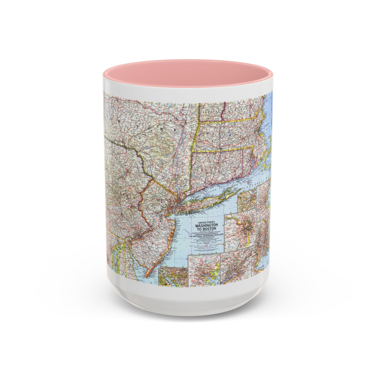 USA - Washington to Boston (1962) (Map) Accent Coffee Mug