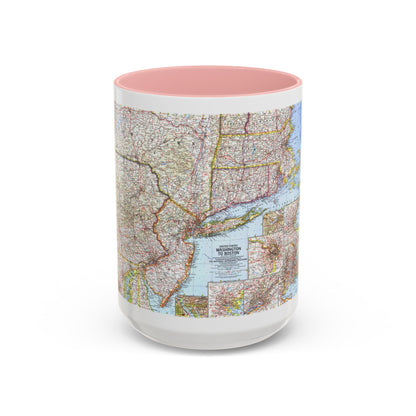 USA - Washington to Boston (1962) (Map) Accent Coffee Mug