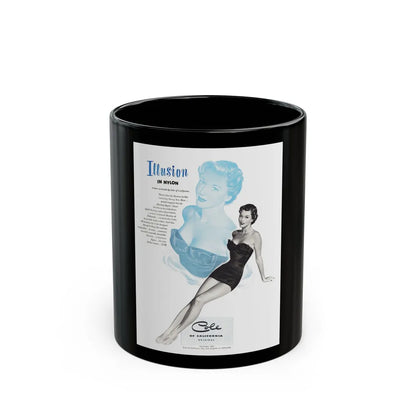 Cole of California ad, Harpers Bazaar, January 1950 - Black Coffee Mug-11oz-Go Mug Yourself