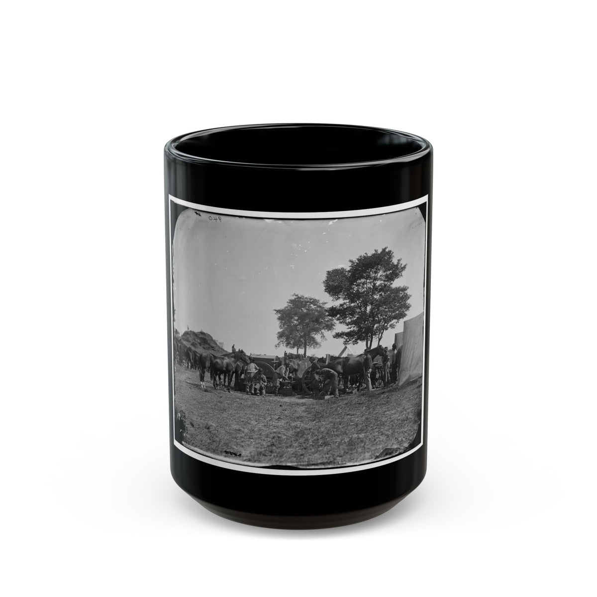 Antietam, Md. Blacksmith Shoeing Horses At Headquarters, Army Of The Potomac (U.S. Civil War) Black Coffee Mug