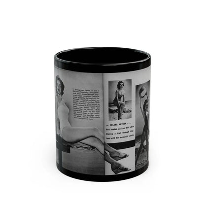 Helene Hayden #06 - 2 Pages, 3 B&W Photos, Short Article & Caption from EYE Digest Mag. Nov. '53 (Vintage Female Icon) Black Coffee Mug-11oz-Go Mug Yourself