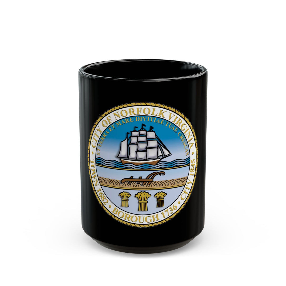 Seal of Norfolk Virginia - Black Coffee Mug