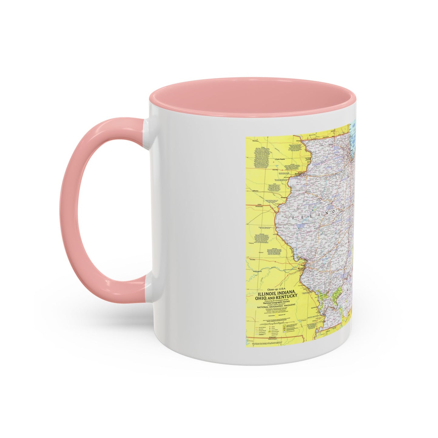 USA - Illinois, Indiana, Ohio, Kentucky 1 (1977) (Map) Accent Coffee Mug