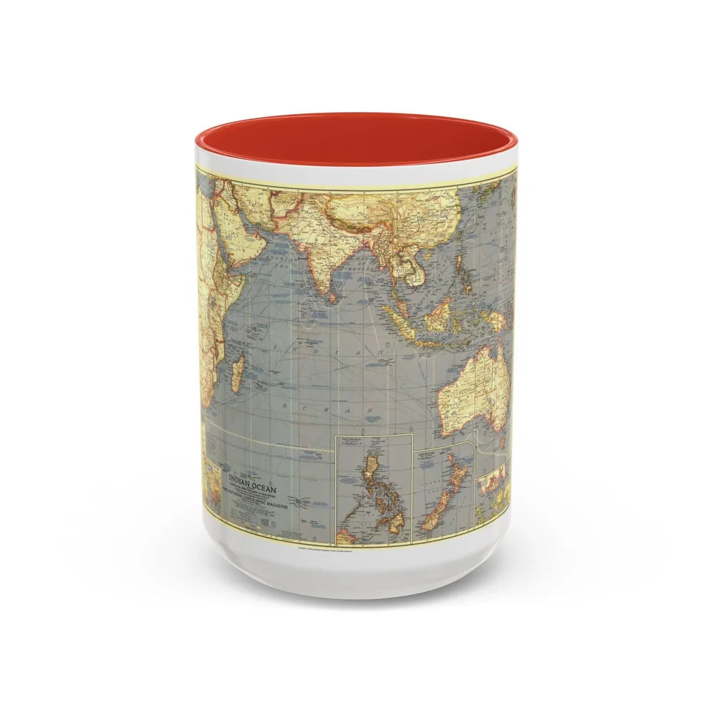 Indian Ocean (1941) (Map) Accent Coffee Mug-15oz-Red-Go Mug Yourself