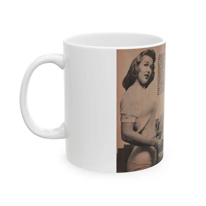 Penny Duncan #17 - [Pages 92 & 93] Pages 3 & 4 of 9 with, Penny+3 B&W Photos & 2 Captions from Fotos Digest Mag. '56 (Vintage Female Icon) White Coffee Mug-Go Mug Yourself