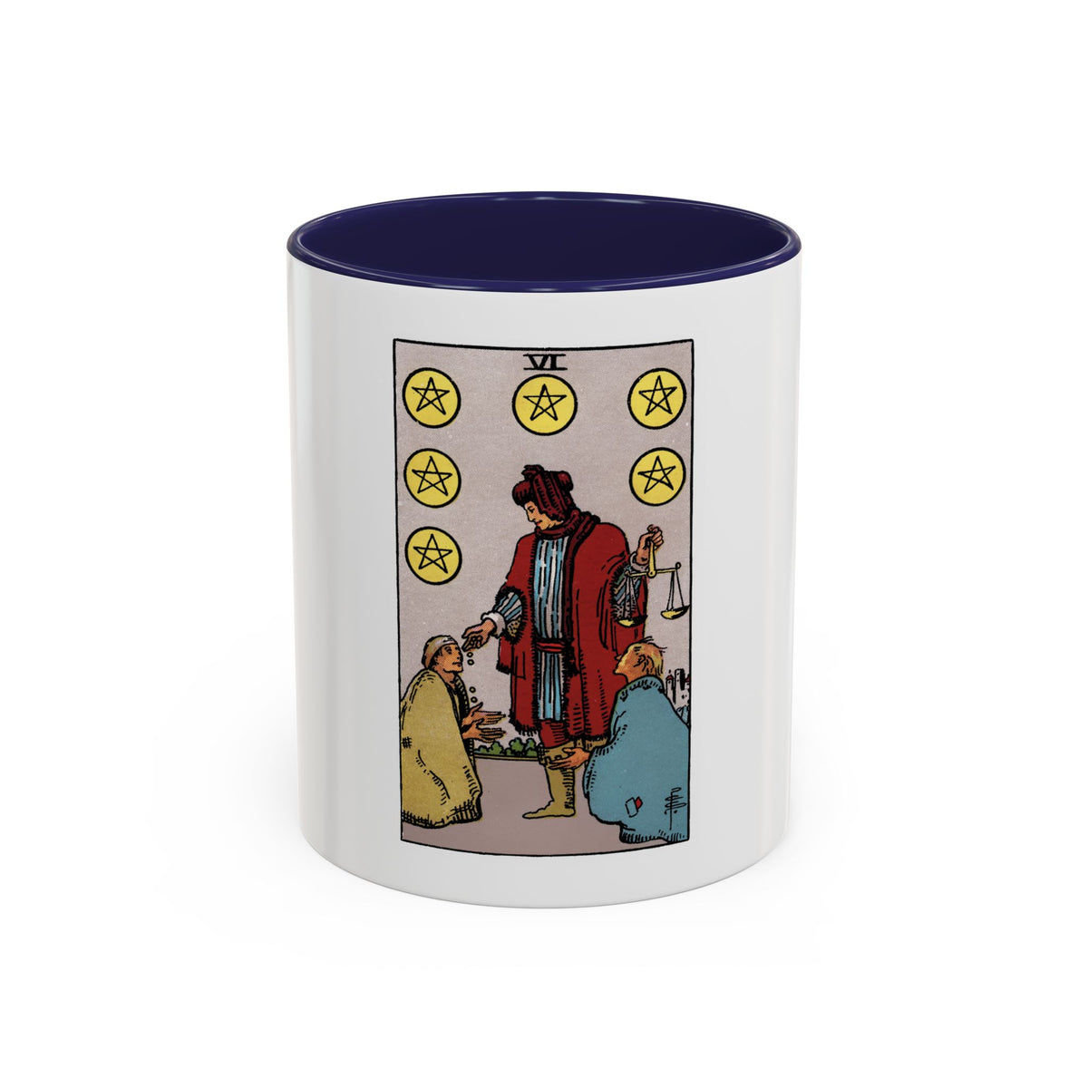 The 6 of Pentacles (Tarot Card) Accent Coffee Mug