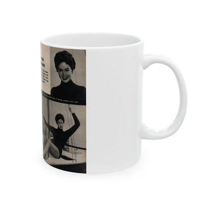 Barbara Darrow #31 - 3 B&W Photos & 3 Captions from Picture Digest Mag. April '56_1 (Vintage Female Icon) White Coffee Mug-Go Mug Yourself