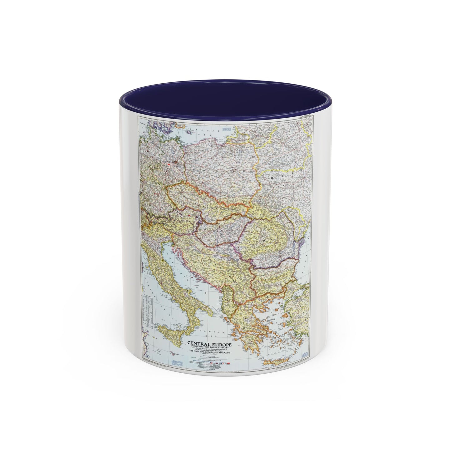 Europe - Central & the Balkan States (1951) (Map) Accent Coffee Mug